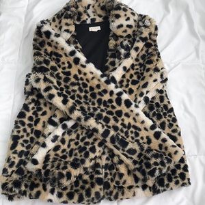 Leopard print teddy jacket